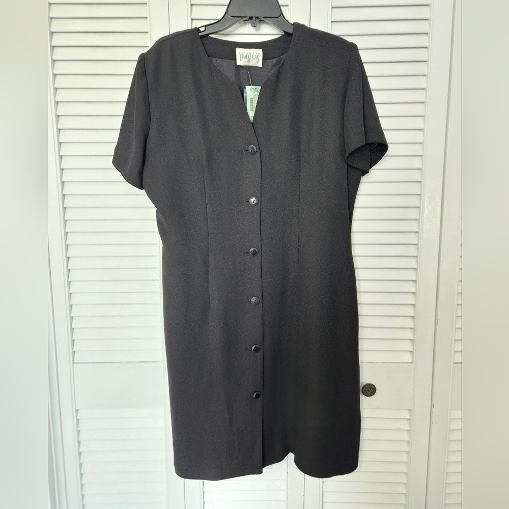 Black Button-Up Short Sleeve Dress